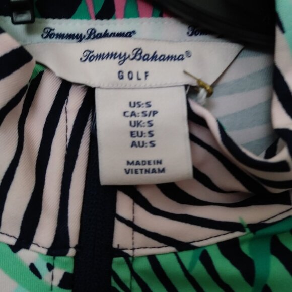 TOMMY BAHAMA Green Pink Tropical Long Sleeve Mock Golf Shirt S - Picture 5 of 16